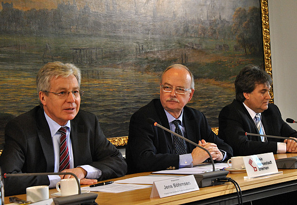Bürgermeister Jens Böhrnsen, WFB-Chef Dr. Klaus Sondergeld und Karl-Josef Krötz  (v. li.) bei der Vorstellung des Festprogrammes