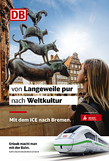 Das neue Motiv der Crossmedia-Kampagne von Bremen mit der Deutschen Bahn. Foto: WFB