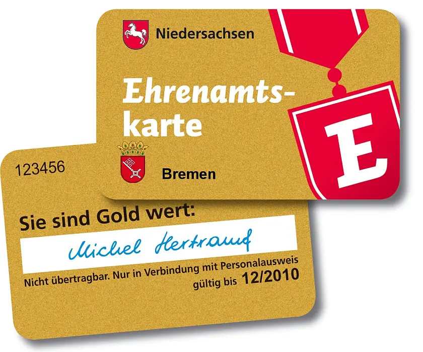 So sieht sie aus, die Ehrenamtskarte Bremen-Niedersachsen.