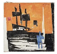 Lyonel Feininger ,  Segelschiff mit blauem Angler, 1933, Öl auf Leinwand, Sammlung Dr. Hermann Klumpp , Lyonel-Feininger-Galerie Quedlinburg , Copyright: VG Bild-Kunst, Bonn 2010