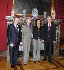 Generalkonsul Özçuhadar, Senatorin Rosenkötter, Honorarkonsulin Vierkötter und Bürgermeister Böhrnsen im Kaminsaal des Rathauses vor dem Gespräch (v.l.)