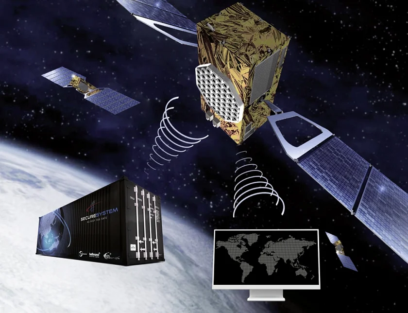 SecureSystem - Weltweite Containerüberwachung  aus Bremen  -  Systembild © Astrium 2011