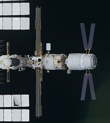 ATV Johannes Kepler angedockt                       Foto: NASA 2011 (Spaceflight Discovery)