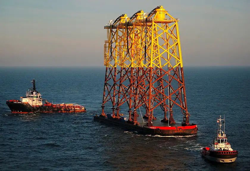 Jacket-Fundamente für Repower 5M Anlagen. © alpha ventus Bildarchiv 2009