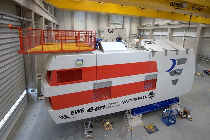 Produktion von Repower 5M Anlagen  in Bremerhaven. © alpha ventus Bildarchiv 2009