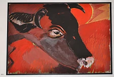  Auch der so genannte "rote Stier" von Bernd Zimmer (Titel: „Melancholie“) muss aus der Landesvertretung vorübergehend ins Depot umziehen. 