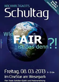 Flyer der Abschlussveranstatung des Schülerwettbewerbs "Wie FAIR ist das denn!?"