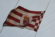 Die Bremer "Speckflagge" an Bord des Schiffes der Bundesmarine