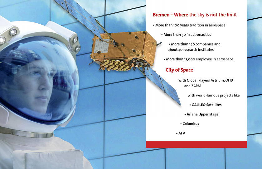 Mit diesem Bildmotiv wirbt Bremen als "City of Space" im Ausstellungsbereich des International Astronautical Congress (IAC) vom 23. bis 27. September in Peking