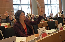 Sie stimmt für Bremen ab: Europa-Staatsrätin Ulrike Hiller beim Ausschuss der Regionen in Brüssel