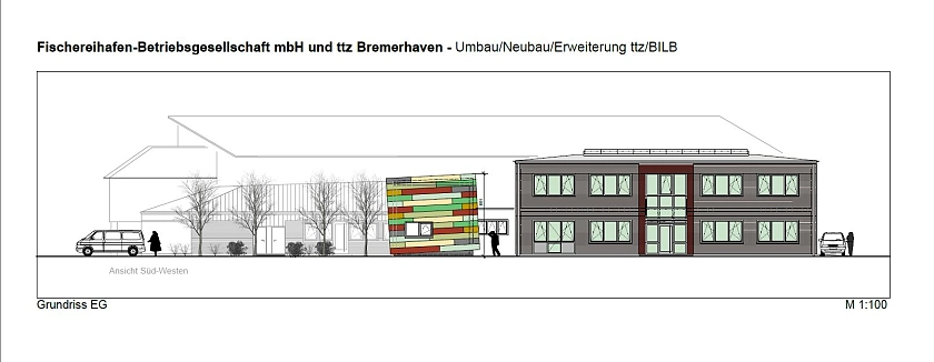 Eine Animation des im Frühjahr 2014 komplett neu- und umgebauten ttz-Instituts für Bioverfahrenstechnik und Lebensmitteltechnologie (BILB) im Fischereihafen