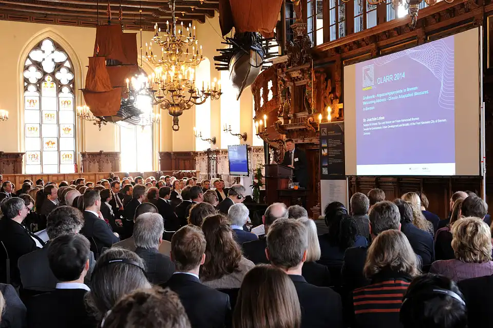 Fit für den Klimawandel - Im Bremer Rathaus findet derzeit die Abschlusskonferenz des fünfjährigen Forschungsprojekts nordwest2050 mit über 250 Gästen aus der ganzen Welt statt (© econtur/Wagner)