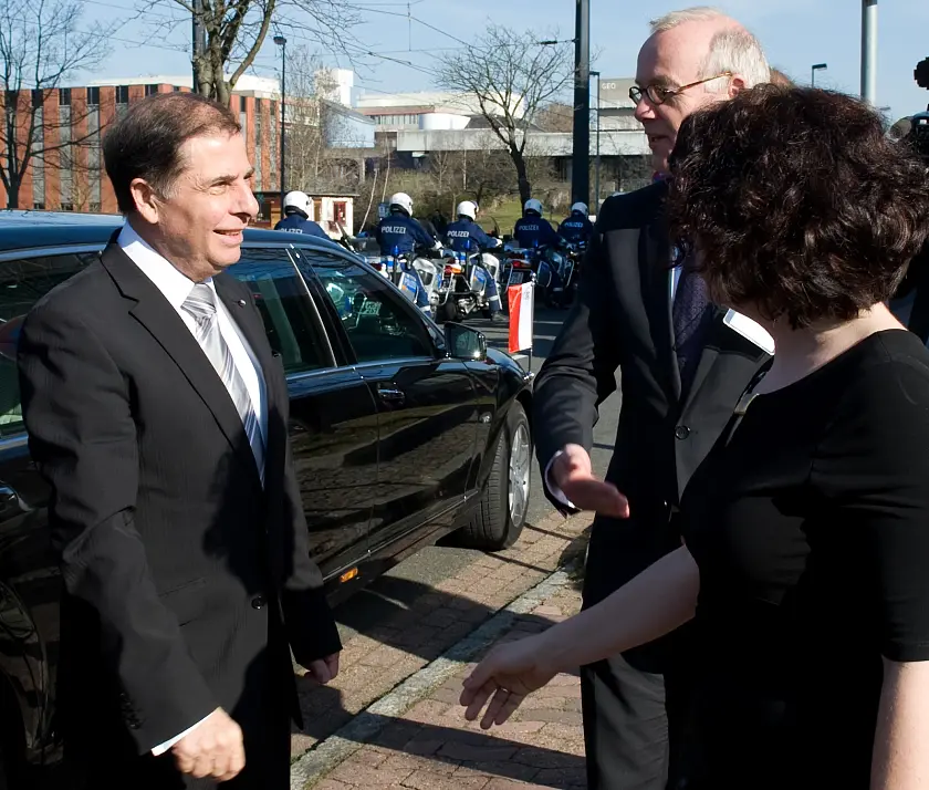 Begrüßung an der Uni Bremen:  Maltas Staatspräsident Dr. George Abela, Uni-Rektor Professor Bernd Scholz-Reiter und Professorin Yasemin Karakaşoğlu, Konrektorin für Interkulturalität und Internationalität