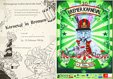 Der Karneval veränderte sein Erscheinungsbild im Laufe der Jahre zunehmend - hier zu sehen an den beiden Plakaten aus dem Premierenjahr 1986 (l.) und 2015 (r.)  Quelle: Initiative Bremer Karneval e.V.