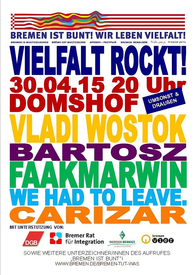 Das Plakat zum Open-Air-Konzert am 30. April 2015