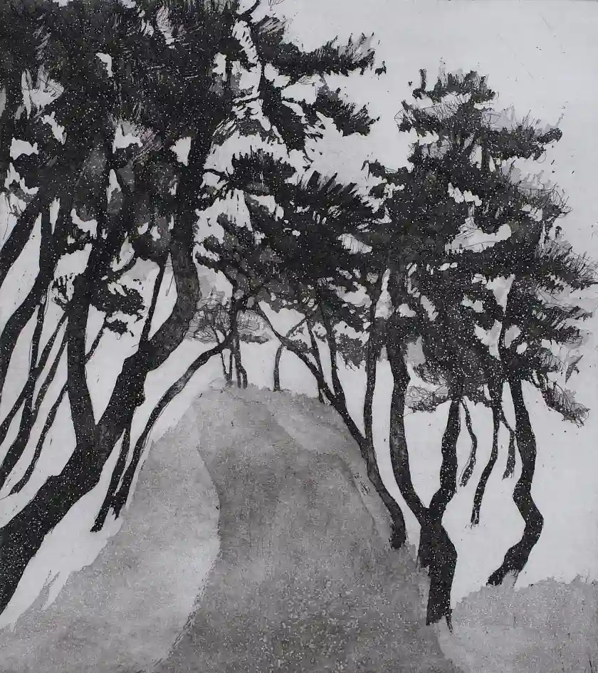 Die Radierung "Wald" von Eun-Jung Kim. Quelle: Eun-Jung Kim
