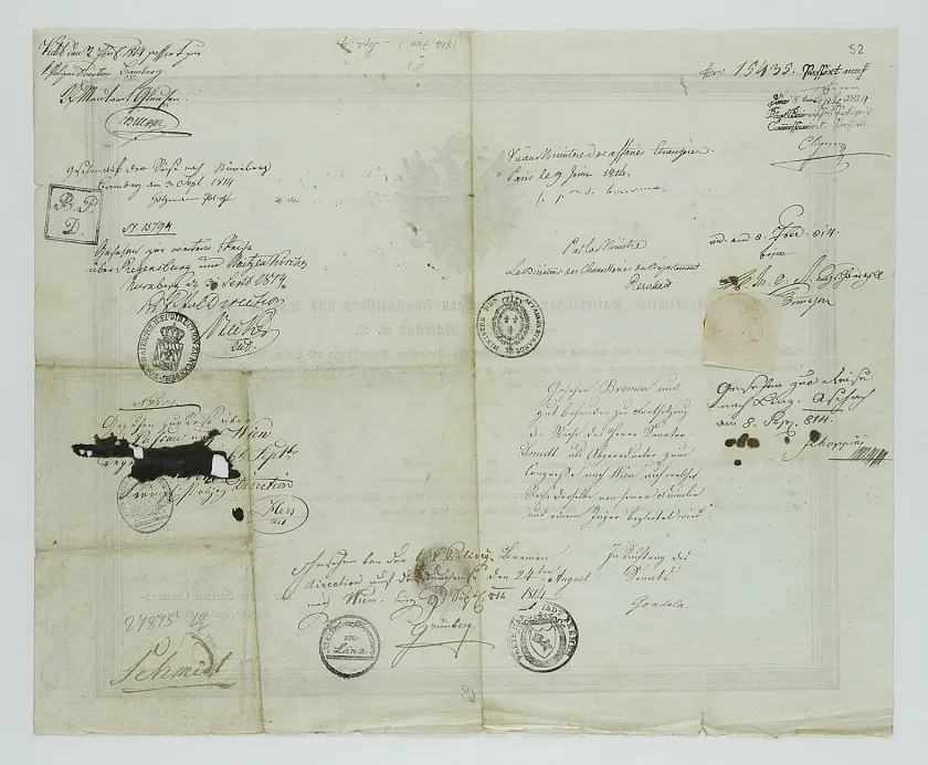 Reisepass von Bürgermeister Johann Smidt (Rückseite) - (c) Staatsarchiv Bremen