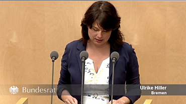 Ulrike Hiller redet im Bundesrat für die Freie Hansestadt Bremen