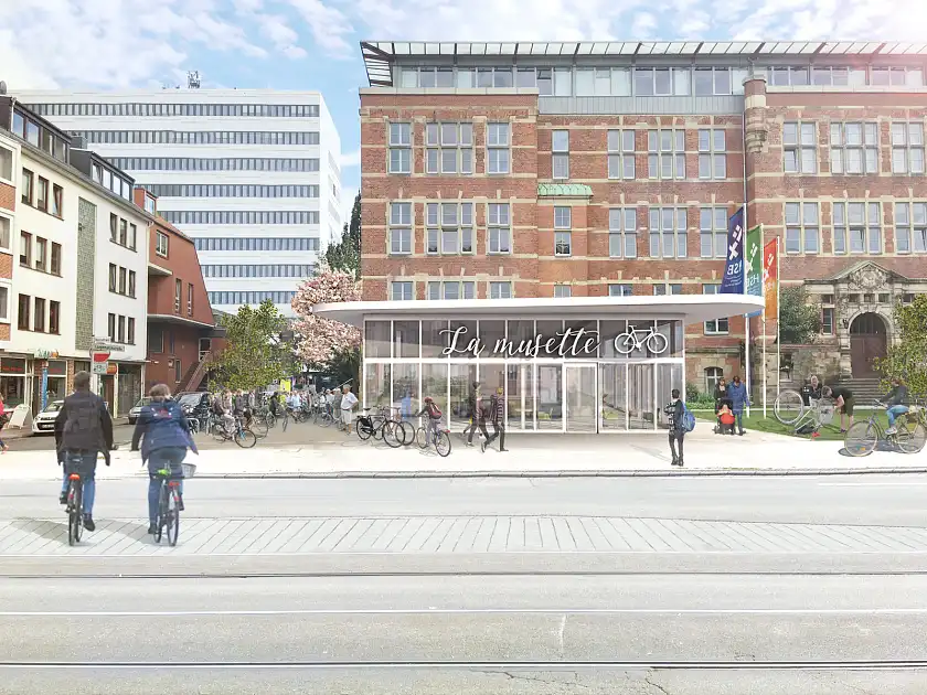 Abbildung 2: Erste Idee für eine mögliche Radstation; Quelle: Institut für Architektur und Städtebau, Hochschule Bremen