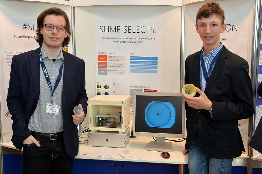 1. Platz im Fachgebiet Biologie: Die 17-jährigen Schüler Tobias Henke und Henrik Feuersänger (links) vom Alten Gymnasium 