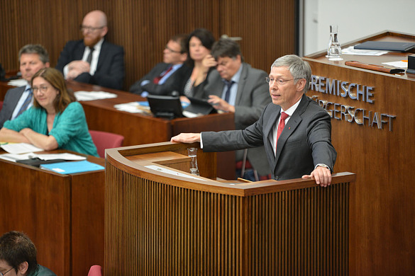 Bürgermeister Dr. Carsten Sieling während der Regierungserklärung