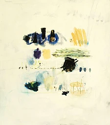 „Am Strand“ 2005, Papier Acryl u. Faden auf Leinwand, Copyright: Thomas Hellmann