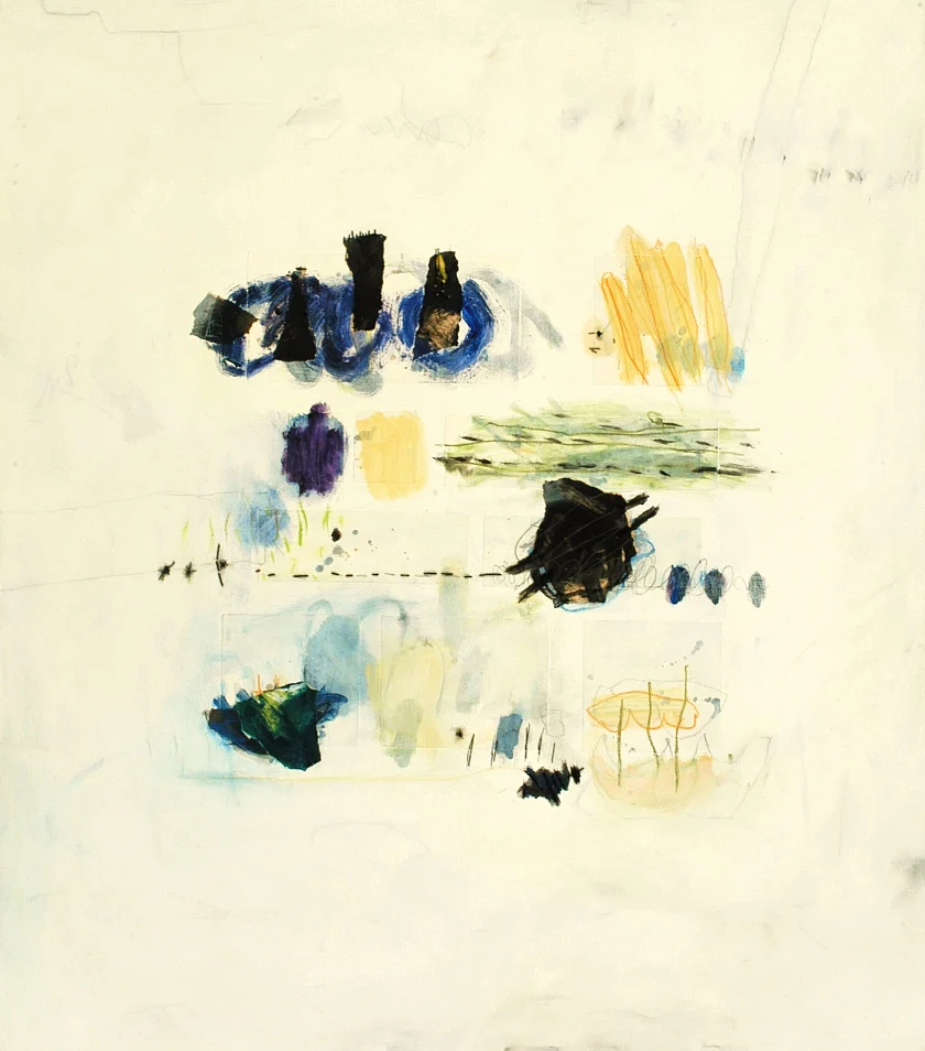 „Am Strand“ 2005, Papier Acryl u. Faden auf Leinwand, Copyright: Thomas Hellmann