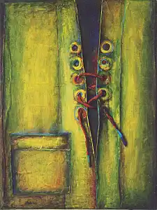 Kirsten Hammerström, "Schnürung", Papierrelief. Copyright: Foto: Jörg Koltermann