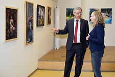 Gespräch über die Kunst im Quartier: Geschäftsführerin Janine Claßen und Bürgermeister Sieling