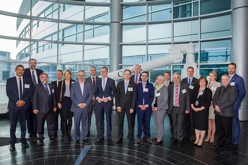 Senator Martin Günthner und seine Delegation bei der Canadian Space Agency mit dem Head of Agency Sylvain Laporte