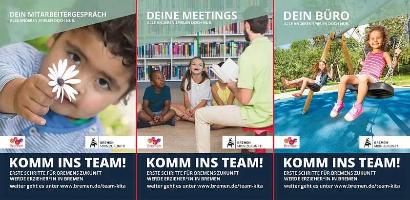 Diese drei Plakate machen ab jetzt auf die Kampagne zur Fachkräftegewinnung aufmerksam