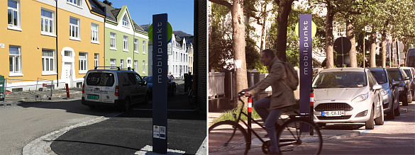 Zum Vergleich – ein mobilpunkt in Bergen (links) und der neuste mobil.punkt in Bremen (Schubertstraße) - nur ein kleiner Unterschied besteht im Punkt des mobilpunkt.  