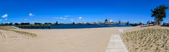 Überblick über den Strandpark Waller Sand in der Bremer Überseestadt.