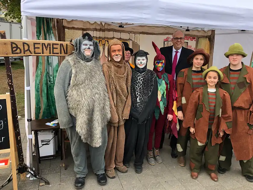 Die Bremer-Stadtmusikanten vom Theater 62 gehören seit vielen Jahren zum Ensemble des Bremen-Standes