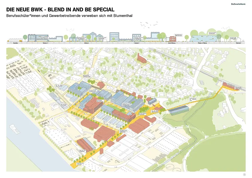 Grafik: Das neue BWK-Gelände, Entwurf des Planungsbüros DeZwarteHond (honorarfrei)