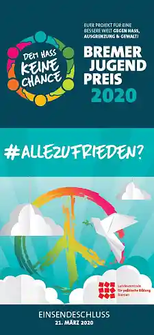 Der Flyer zum Wettbewerb "Dem Hass keine Chance" 2020