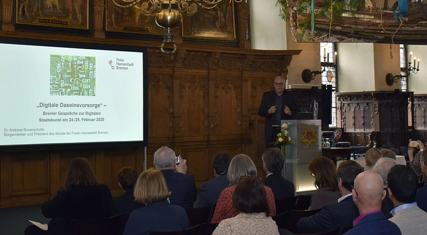 Bürgermeister Bovenschulte: "Der Staat muss die Umsetzung der Digitalisierung gestalten und die Weichen für eine digitale Demokratie stellen."