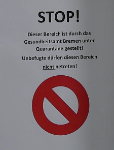 Quarantäne-Schild