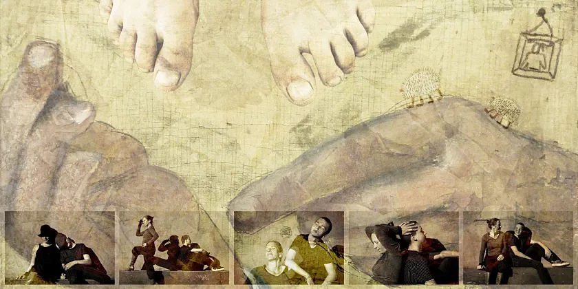 UN-SICHTBAR, Quelle: Mete Cheer: DYNAMIC VIBES II | 2020 | vielschichtiges Fotoportrait/-collage | 180x90cm.