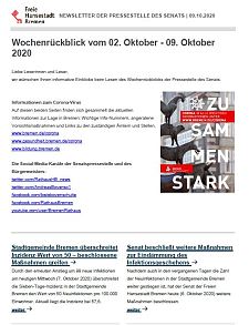 Screenshot des Newsletters vom 9. Oktober 2020