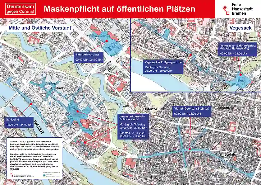 Karten zu den ausgewiesenen Flächen und Uhrzeiten