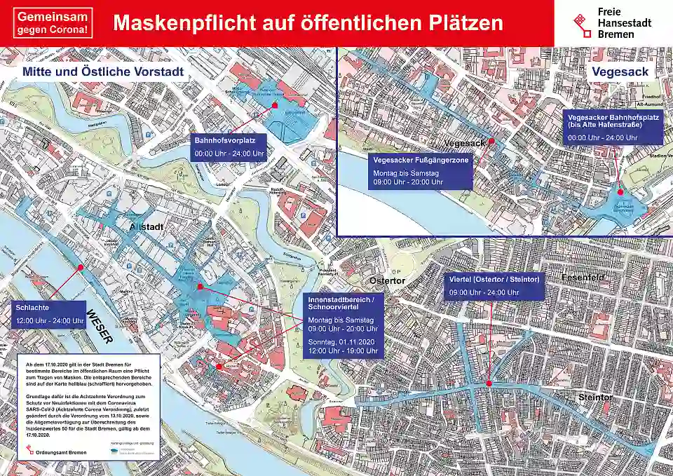 Karten zu den ausgewiesenen Flächen und Uhrzeiten