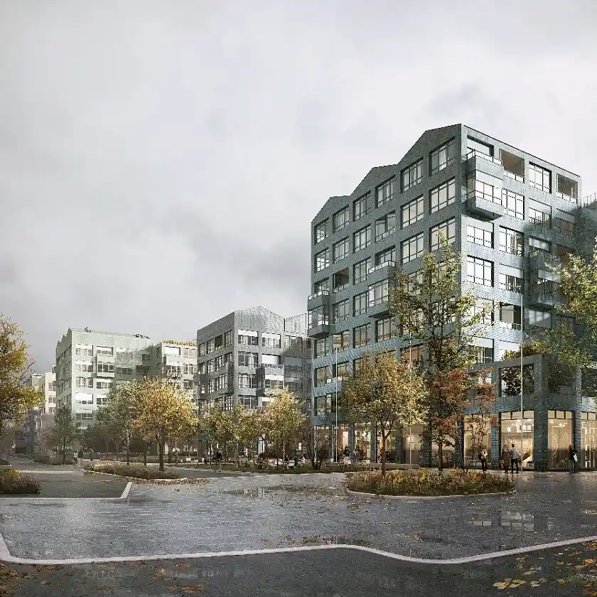 Aus dem Entwurf des Architekturbüros Allmann Sattler Wappner werden im Plangebiet Stephani-Ost drei Gebäude realisiert. © flooer für Allmann Sattler Wappner 