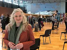 Bild Ulrike Petritzki nach ihrer Vorstellung in der Bremenhalle