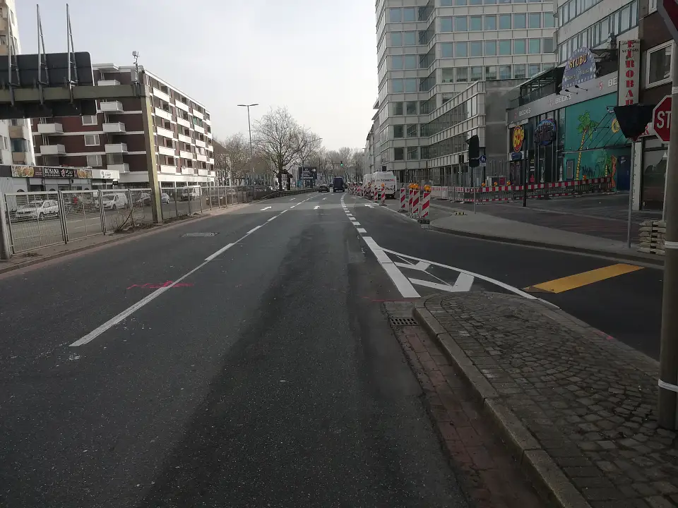 Die fertig gestellte Discomeile: Blick von der Hochstraße in Richtung Knotenpunkt Rembertistraße,  © ASV