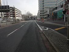 Die fertig gestellte Discomeile: Blick von der Hochstraße in Richtung Knotenpunkt Rembertistraße,  © ASV