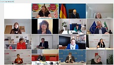 Die Video-Konferenz mit einigen Teilnehmerinnen und Teilnehmern im Screenshot Foto: Pressestelle Soziales