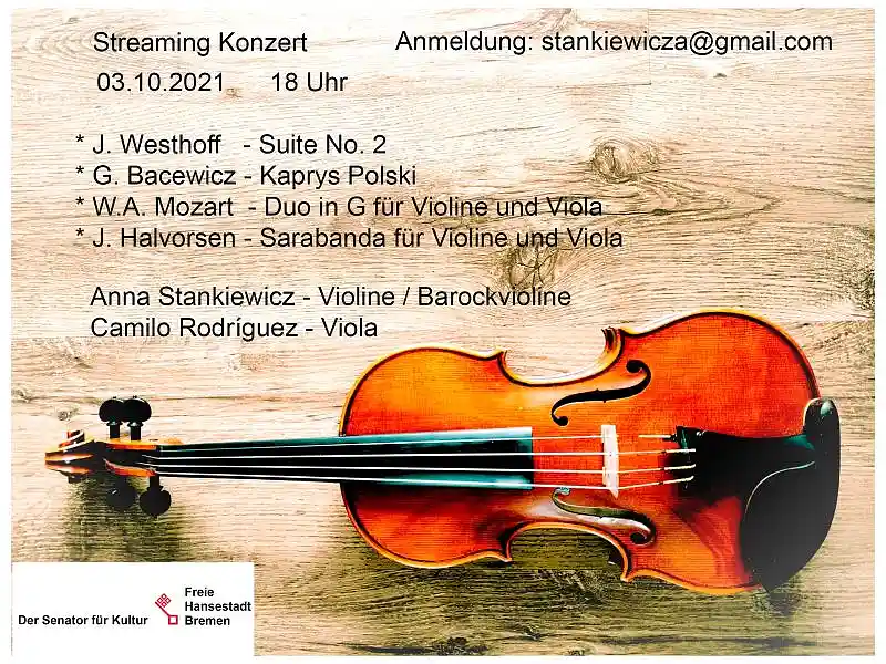 Ein Streamingkonzert findet im Rahmen des Projektes auch statt.