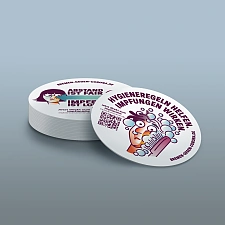 Bierdeckel mit QR-Code zum Impftermin Foto: Bernstein GmbH