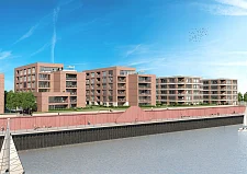 So wird es an der Kante des EuropaQuartiers nach der Fertigstellung aussehen. Grafik: Justus Grosse